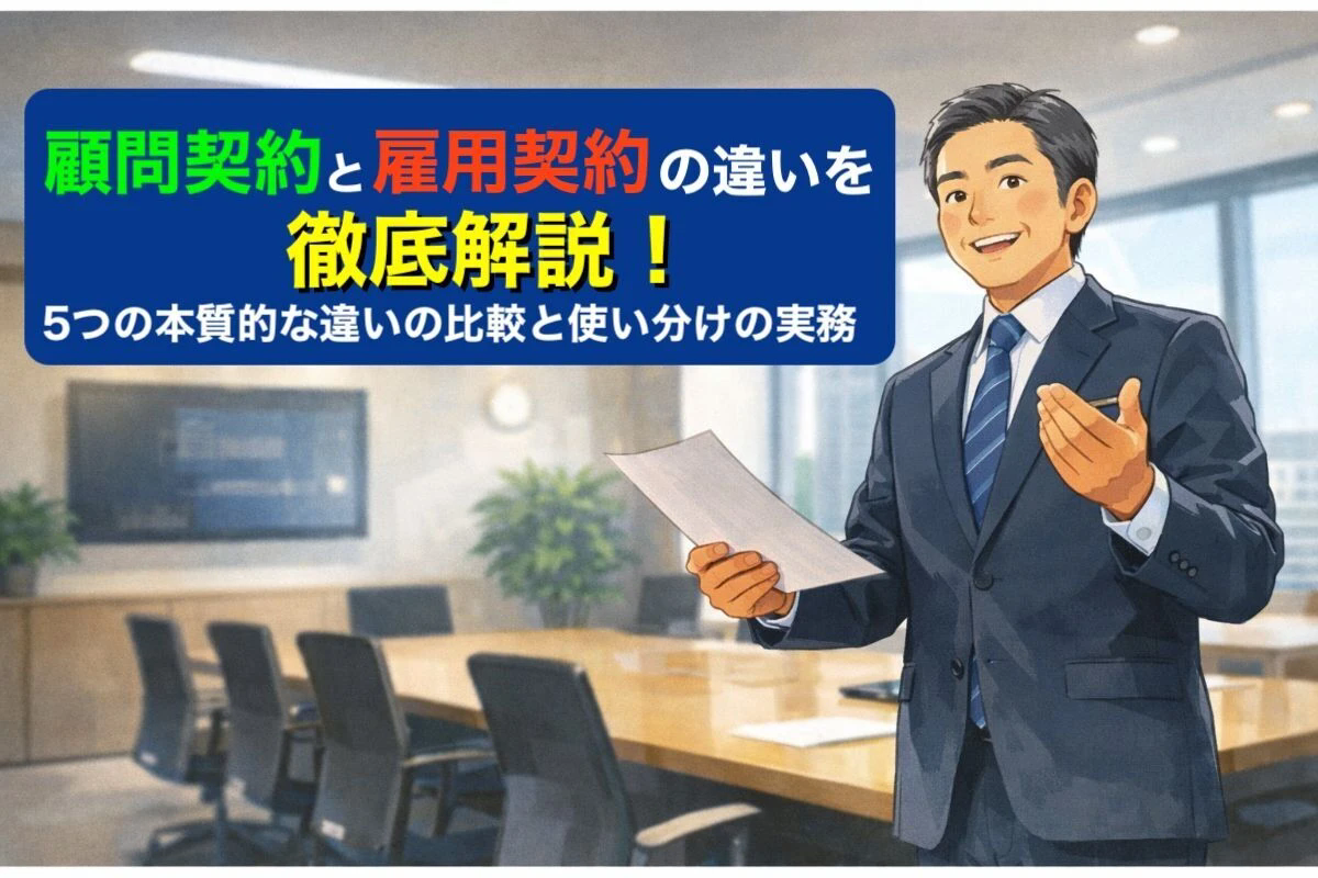 顧問契約と雇用契約の違いを徹底解説！5つの本質的な違いの比較と使い分けの実務