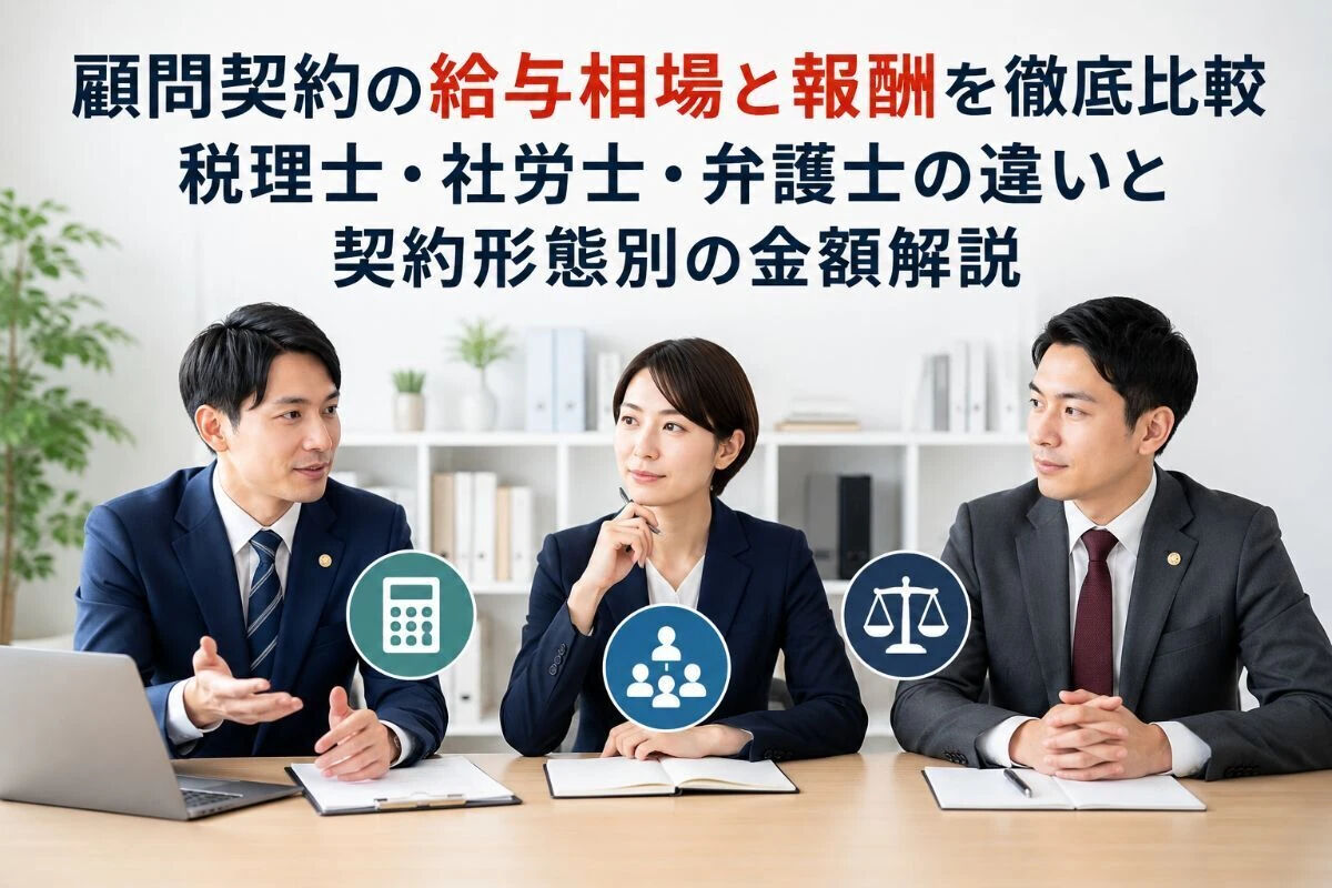 顧問契約の給与相場と報酬を徹底比較｜税理士・社労士・弁護士の違いと契約形態別の金額解説